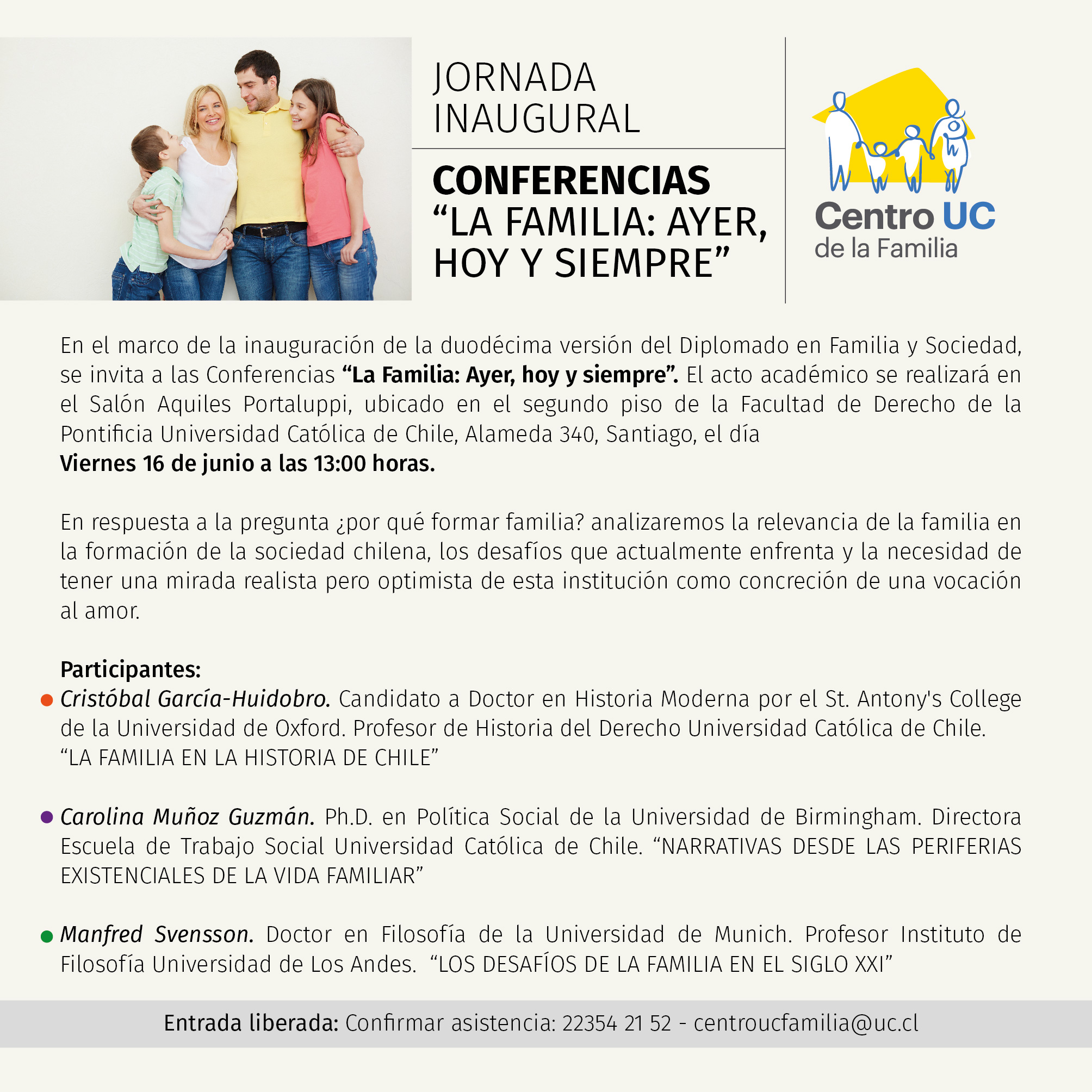 INVITACIÓN CONFERENCIAS LA FAMILIA AYER HOY Y SIEMPRE